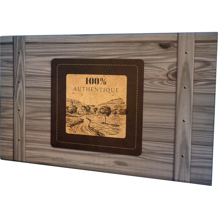Coffret gris rectangle décor 100% Authentique gris 33x21x12 cm