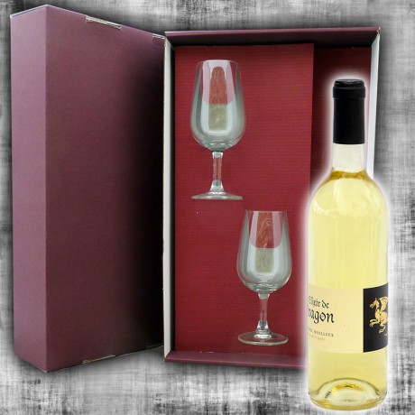 Hydromel Elixir de Dragon in gift box and 2 wine glasses
