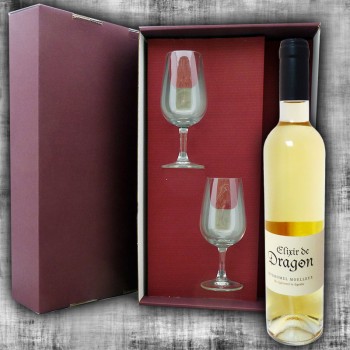 Coffret Hydromel Elixir de Dragon 50cl et 2 verres à vin