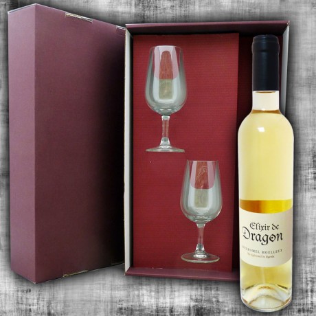 Hydromel Elixir de Dragon 50 cl in gift box and 2 wine glasses