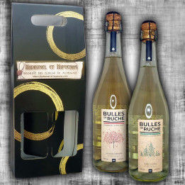 Gift box 2 bubbles of Ruche Extra Brut Cerisier et forêt du Jura BIO 75cl