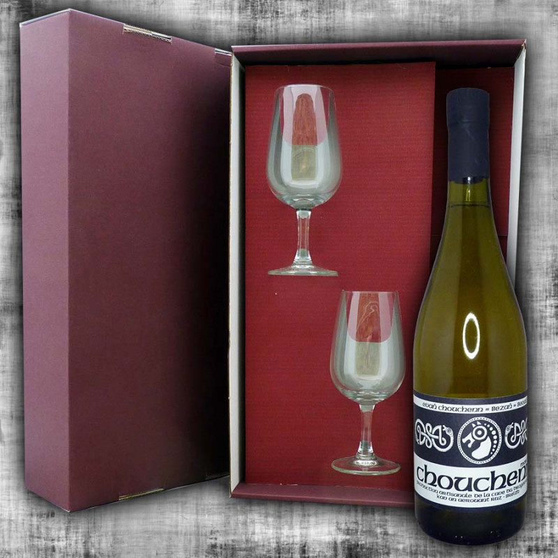 Gift box Chouchen Marc'h 75cl and 2 tasting glasses