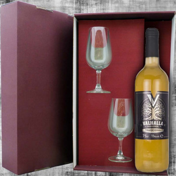 Gift box Mead Valhalla Traditional 75cl and 2 wine glasses