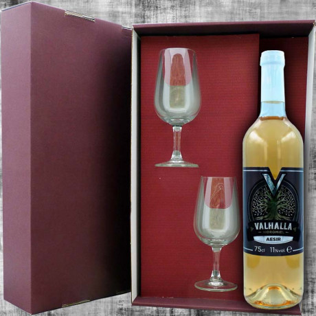 Gift box Mead Valhalla Aesir 75cl and 2 wine glasses