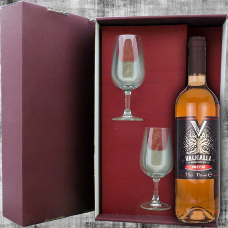 Gift box Mead Valhalla Freyja 75cl and 2 wine glasses