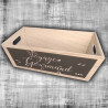 Wooden basket with handles and black painted decoration Voyage Gourmand 29x19x10 cm