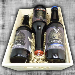 Wooden gift basket 3x33cl Mead Valhalla: Aesir - Freyja - Ragnarök