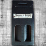 Empty black box for 2 bottles with carrying handle