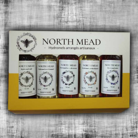 Tasting or gift box of 5 arranged meads 5x50 ml 14,5%Vol