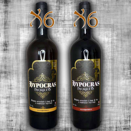 Carton de 6 hypocras rouge et 6 blanc 75cl