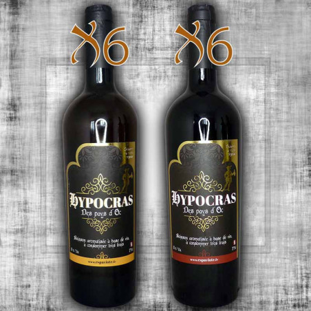 Carton de 6 hypocras rouge et 6 blanc 75cl