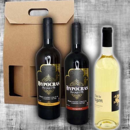 Coffret Hypocras blanc et rouge et Elixir de Dragon 75cl