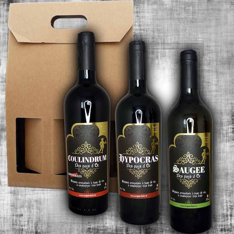 Boxed set White Hypocras, Coulindrum and Saugée 75cl Boxed set White Hypocras, Coulindrum and Saugée 75cl