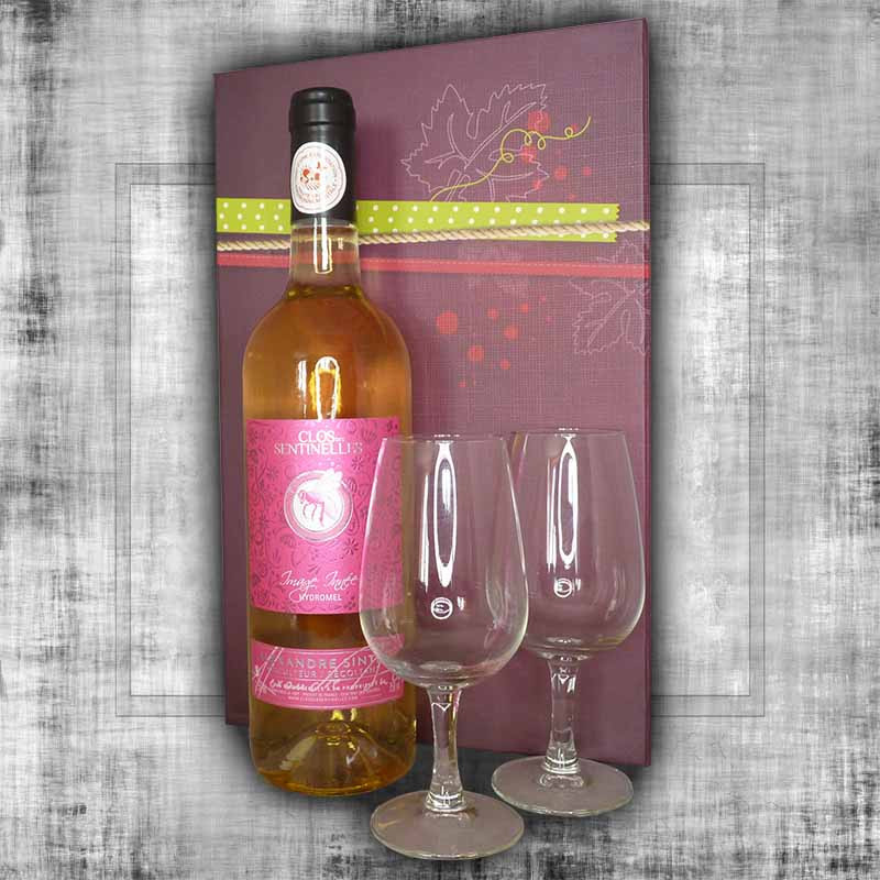Coffret Hydromel Image Innéee et ses 2 verres à vin de 20 cl Coffret Hydromel Image Innéee et ses 2 verres à vin de 20 cl